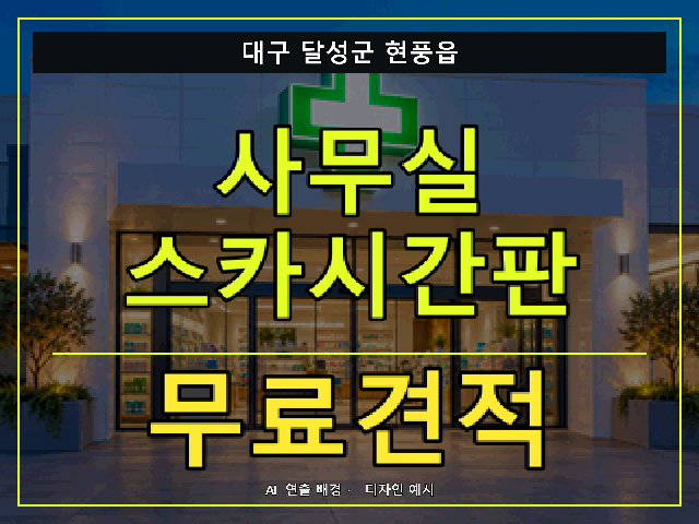 대구 달성군 현풍읍 사무실 스카시간판 무료견적 안내 썸네일 · AI 연출 배경