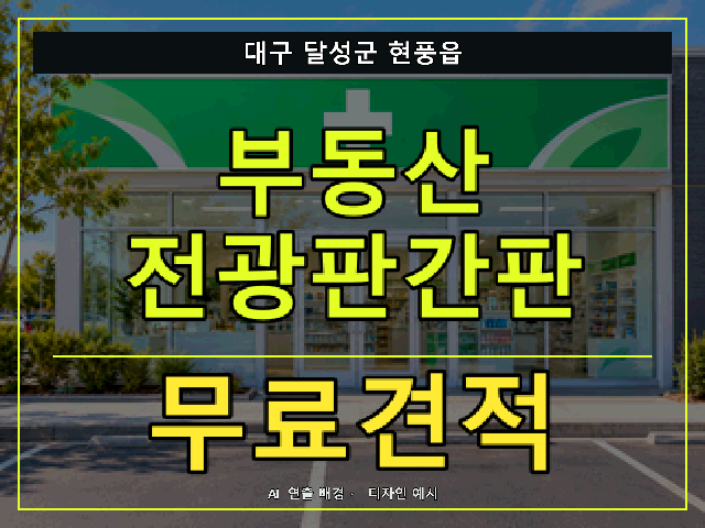 대구 달성군 현풍읍 부동산 전광판간판 무료견적 안내 썸네일 · AI 연출 배경