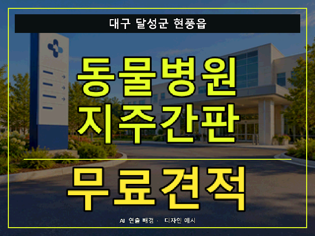 대구 달성군 현풍읍 동물병원 지주간판 무료견적 안내 썸네일 · AI 연출 배경