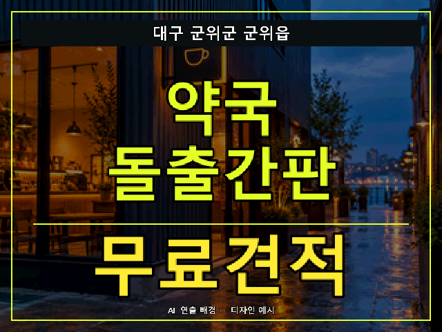 대구 군위군 군위읍 약국 돌출간판 무료견적 안내 썸네일 · AI 연출 배경