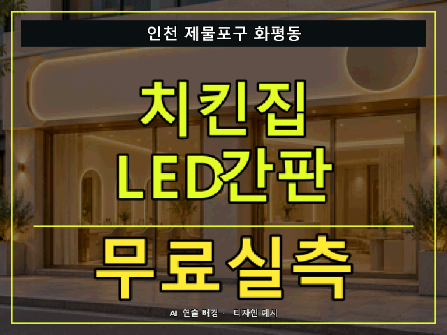 인천 제물포구 화평동 치킨집 LED간판 무료실측 안내 썸네일 · AI 연출 배경