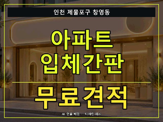 인천 제물포구 창영동 아파트 입체간판 무료견적 안내 썸네일 · AI 연출 배경