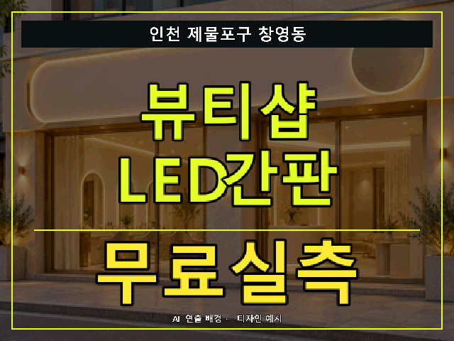 인천 제물포구 창영동 뷰티샵 LED간판 무료실측 안내 썸네일 · AI 연출 배경
