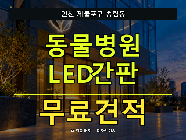 인천 제물포구 송림동 동물병원 LED간판 무료견적 안내 썸네일 · AI 연출 배경