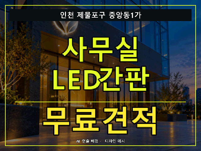 인천 제물포구 중앙동1가 사무실 LED간판 무료견적 안내 썸네일 · AI 연출 배경