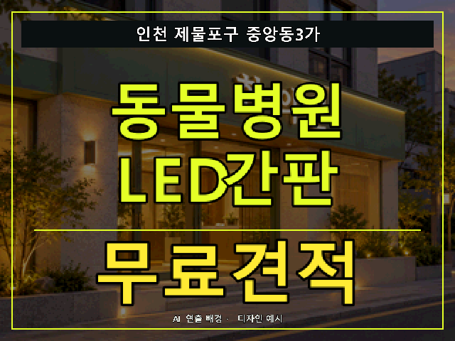 인천 제물포구 중앙동3가 동물병원 LED간판 무료견적 안내 썸네일 · AI 연출 배경