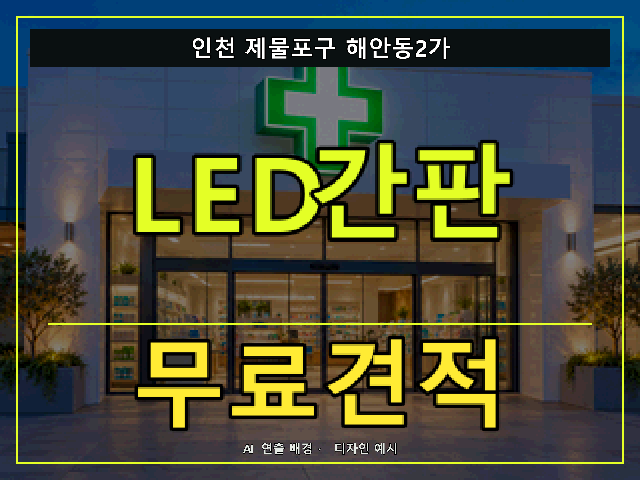 인천 제물포구 해안동2가 LED간판 무료견적 안내 썸네일 · AI 연출 배경