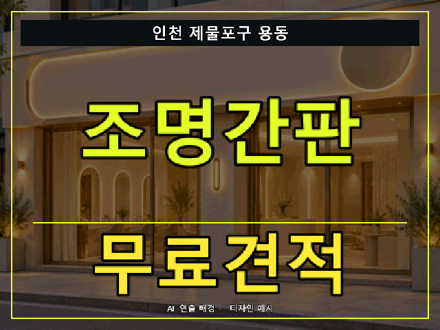 인천 제물포구 용동 조명간판 무료견적 안내 썸네일 · AI 연출 배경