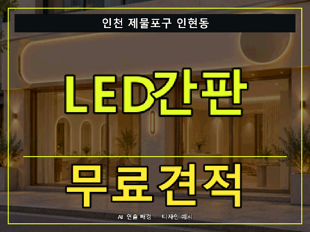 인천 제물포구 인현동 LED간판 무료견적 안내 썸네일 · AI 연출 배경