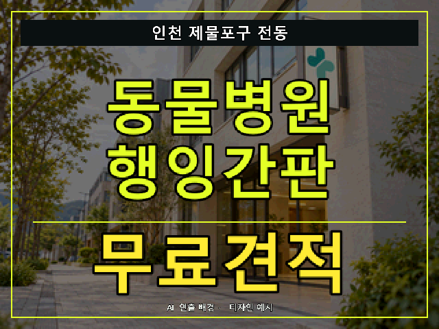 인천 제물포구 전동 동물병원 행잉간판 무료견적 안내 썸네일 · AI 연출 배경