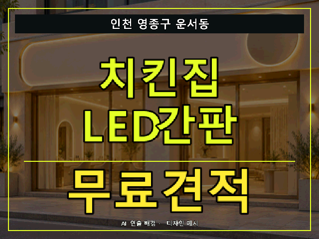 인천 영종구 운서동 치킨집 LED간판 무료견적 안내 썸네일 · AI 연출 배경