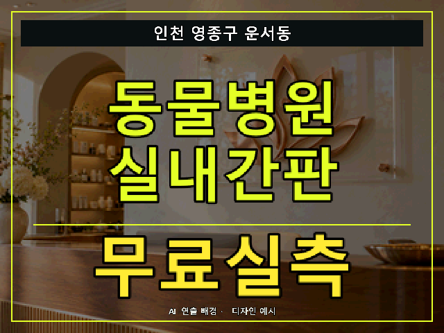 인천 영종구 운서동 동물병원 실내간판 무료실측 안내 썸네일 · AI 연출 배경