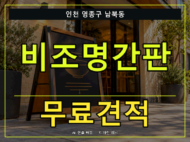 인천 영종구 남북동 비조명간판 무료견적 안내 썸네일 · AI 연출 배경