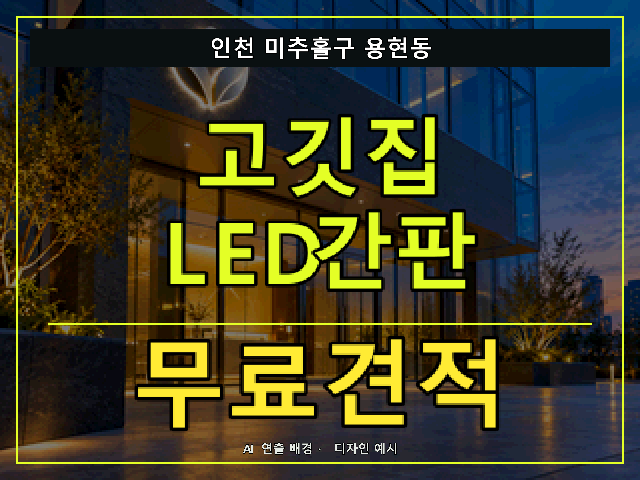 인천 미추홀구 용현동 고깃집 LED간판 무료견적 안내 썸네일 · AI 연출 배경