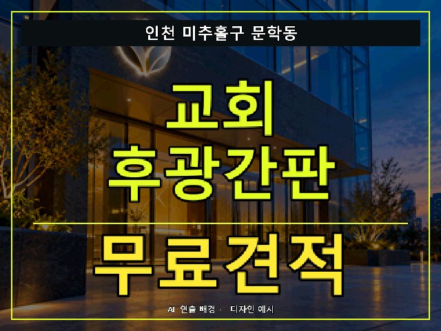 인천 미추홀구 문학동 교회 후광간판 무료견적 안내 썸네일 · AI 연출 배경