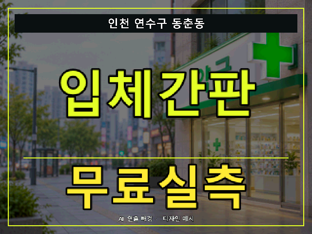 인천 연수구 동춘동 입체간판 무료실측 안내 썸네일 · AI 연출 배경