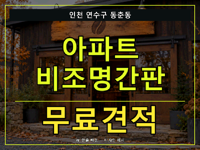 인천 연수구 동춘동 아파트 비조명간판 무료견적 안내 썸네일 · AI 연출 배경