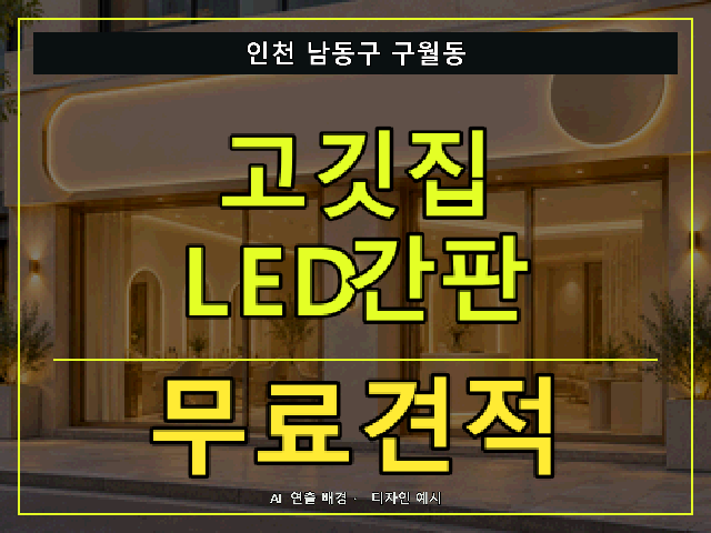 인천 남동구 구월동 고깃집 LED간판 무료견적 안내 썸네일 · AI 연출 배경