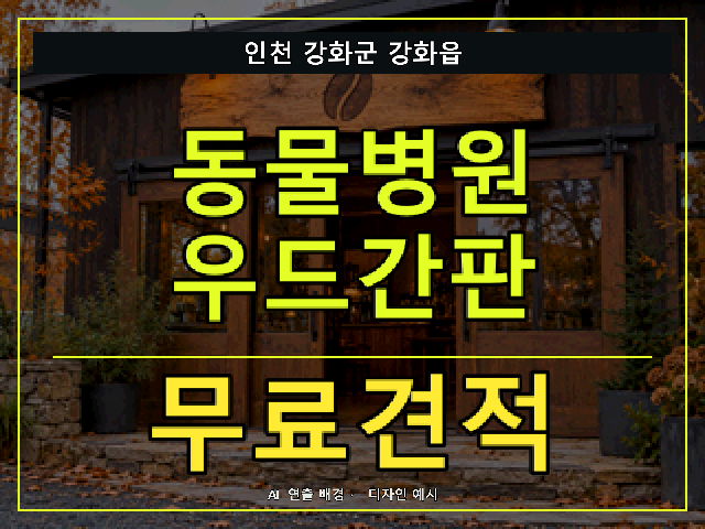 인천 강화군 강화읍 동물병원 우드간판 무료견적 안내 썸네일 · AI 연출 배경