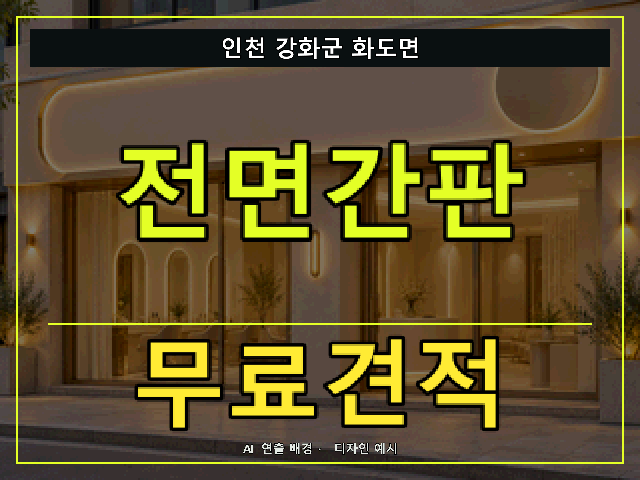 인천 강화군 화도면 전면간판 무료견적 안내 썸네일 · AI 연출 배경