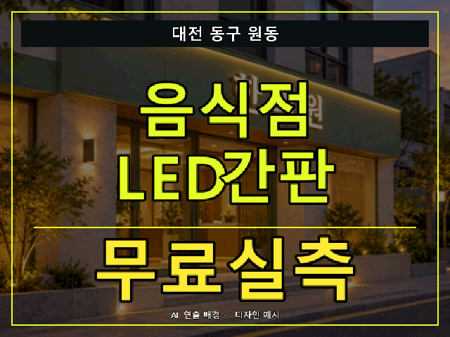 대전 동구 원동 음식점 LED간판 무료실측 안내 썸네일 · AI 연출 배경
