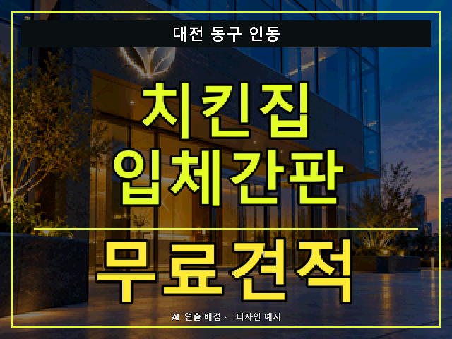 대전 동구 인동 치킨집 입체간판 무료견적 안내 썸네일 · AI 연출 배경