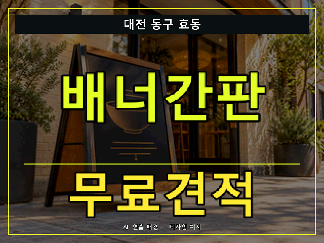 대전 동구 효동 배너간판 무료견적 안내 썸네일 · AI 연출 배경