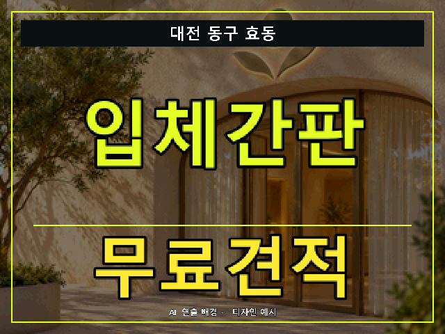 대전 동구 효동 입체간판 무료견적 안내 썸네일 · AI 연출 배경