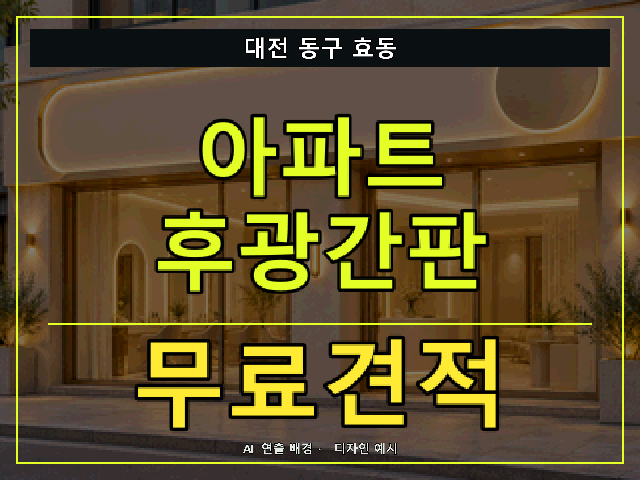 대전 동구 효동 아파트 후광간판 무료견적 안내 썸네일 · AI 연출 배경