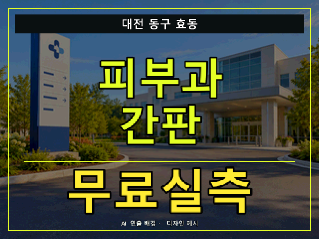 대전 동구 효동 피부과 간판 무료실측 안내 썸네일 · AI 연출 배경