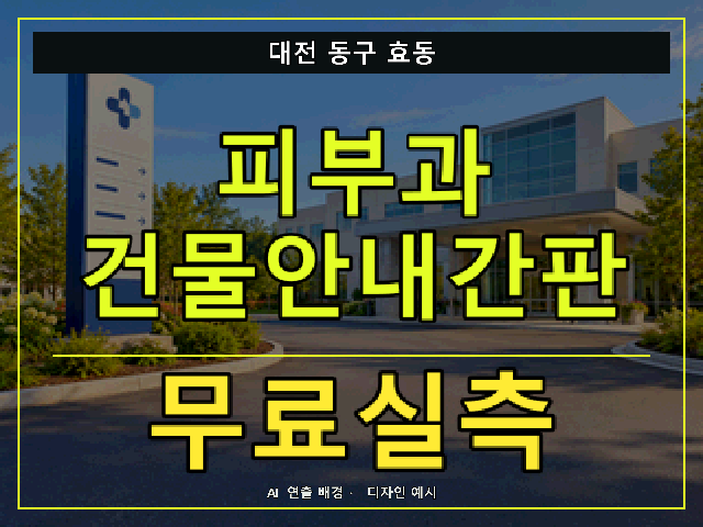 대전 동구 효동 피부과 건물안내간판 무료실측 안내 썸네일 · AI 연출 배경