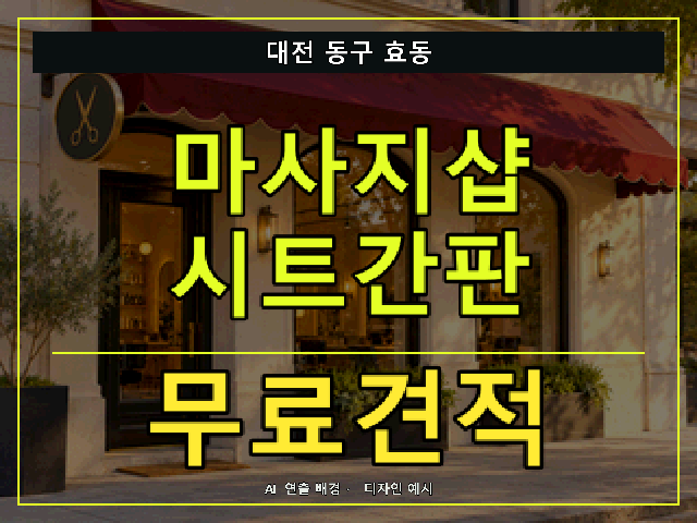 대전 동구 효동 마사지샵 시트간판 무료견적 안내 썸네일 · AI 연출 배경
