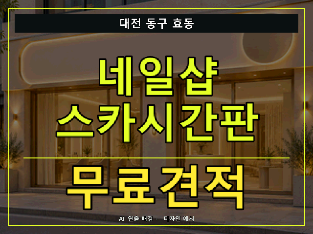 대전 동구 효동 네일샵 스카시간판 무료견적 안내 썸네일 · AI 연출 배경
