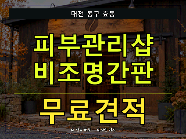 대전 동구 효동 피부관리샵 비조명간판 무료견적 안내 썸네일 · AI 연출 배경