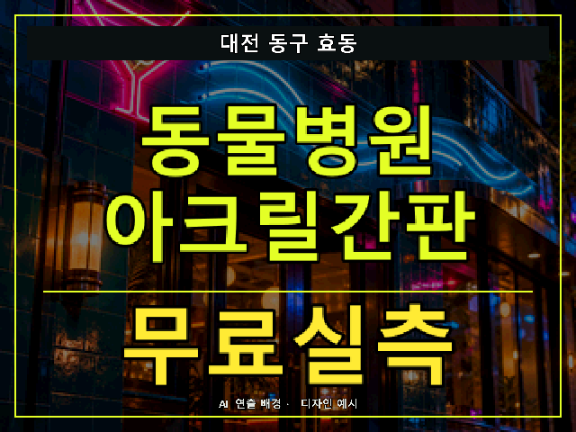 대전 동구 효동 동물병원 아크릴간판 무료실측 안내 썸네일 · AI 연출 배경