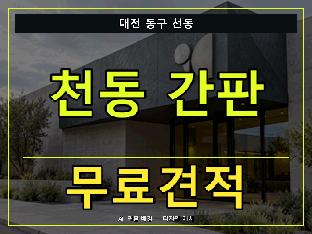 대전 동구 천동 간판 제작 무료견적 안내 썸네일 · AI 연출 배경