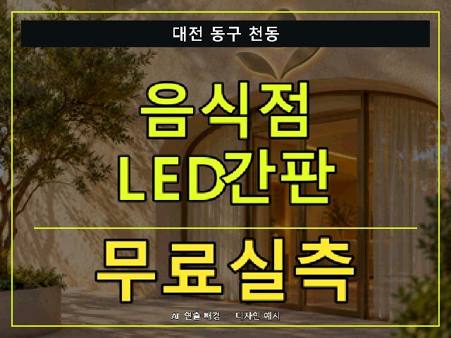 대전 동구 천동 음식점 LED간판 무료실측 안내 썸네일 · AI 연출 배경