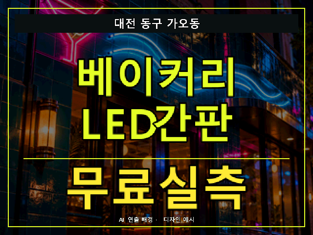 대전 동구 가오동 베이커리 LED간판 무료실측 안내 썸네일 · AI 연출 배경