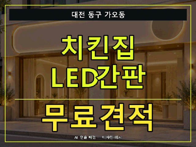 대전 동구 가오동 치킨집 LED간판 무료견적 안내 썸네일 · AI 연출 배경