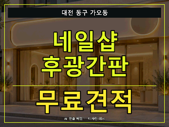 대전 동구 가오동 네일샵 후광간판 무료견적 안내 썸네일 · AI 연출 배경