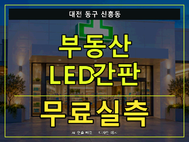 대전 동구 신흥동 부동산 LED간판 무료실측 안내 썸네일 · AI 연출 배경