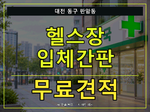 대전 동구 판암동 헬스장 입체간판 무료견적 안내 썸네일 · AI 연출 배경