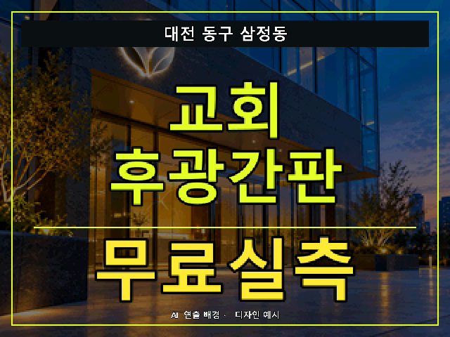 대전 동구 삼정동 교회 후광간판 무료실측 안내 썸네일 · AI 연출 배경