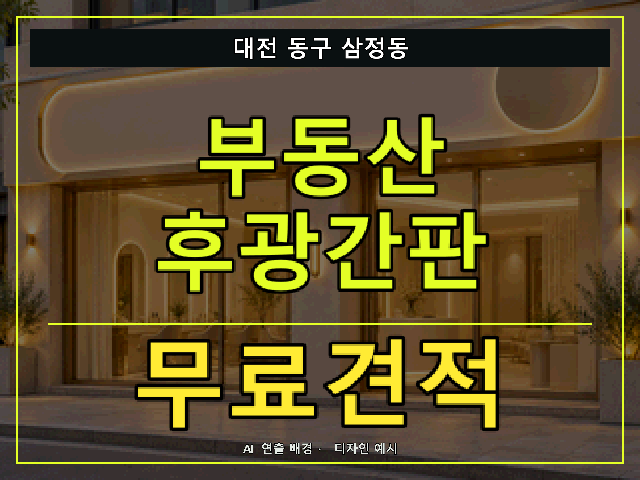대전 동구 삼정동 부동산 후광간판 무료견적 안내 썸네일 · AI 연출 배경