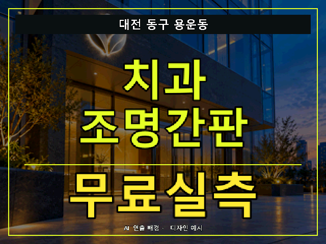 대전 동구 용운동 치과 조명간판 무료실측 안내 썸네일 · AI 연출 배경