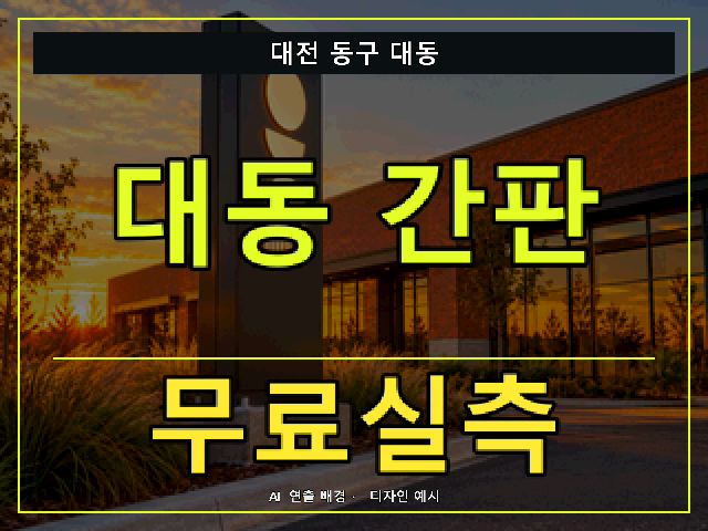 대전 동구 대동 간판 제작 무료실측 안내 썸네일 · AI 연출 배경