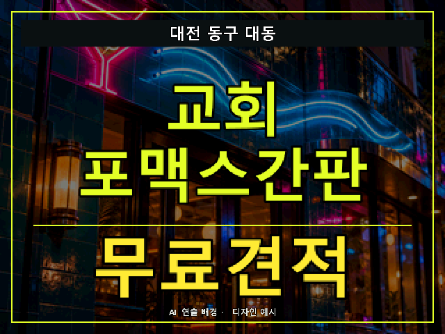 대전 동구 대동 교회 포맥스간판 무료견적 안내 썸네일 · AI 연출 배경