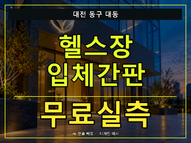 대전 동구 대동 헬스장 입체간판 무료실측 안내 썸네일 · AI 연출 배경