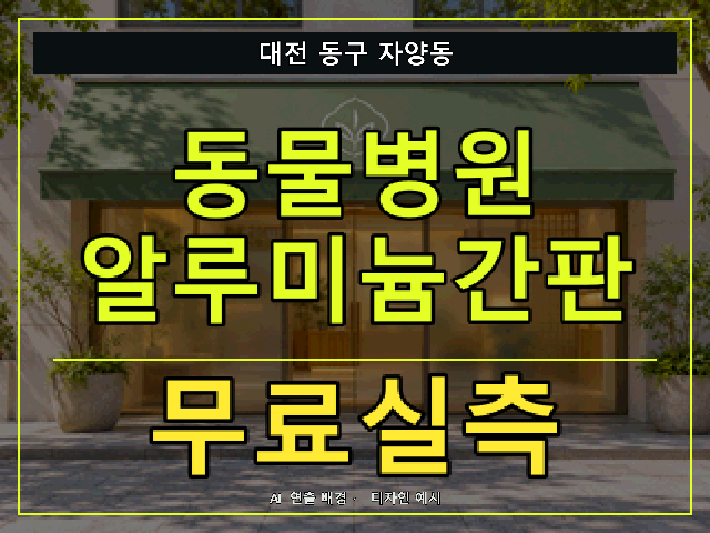 대전 동구 자양동 동물병원 알루미늄간판 무료실측 안내 썸네일 · AI 연출 배경