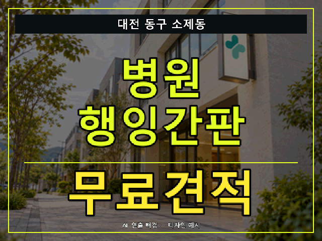 대전 동구 소제동 병원 행잉간판 무료견적 안내 썸네일 · AI 연출 배경